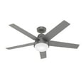 thumbnail image 3 of Hunter 52 inch Indoor Ceiling Fan with LED Light and Remote Control - Silver Modern Smart Ceiling Fan, Standard Mount, 5 Blades, For Bedroom, Living Room, or Kitchen - Aerodyne 51315, Matte Silver, 3 of 19