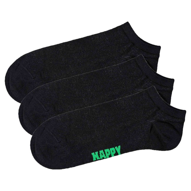 Happy Socks calcetines deportivos unisex, pack de 3 - Solid Socks Low, mezcla de algodón, unicolor Negro 41-46