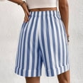 thumbnail image 3 of Womens Cotton Linen Summer Striped Shorts Elastic High Waisted Drawstring Casual Shorts Y2k Beach Vacation Clothes, 2XL, 3 of 4