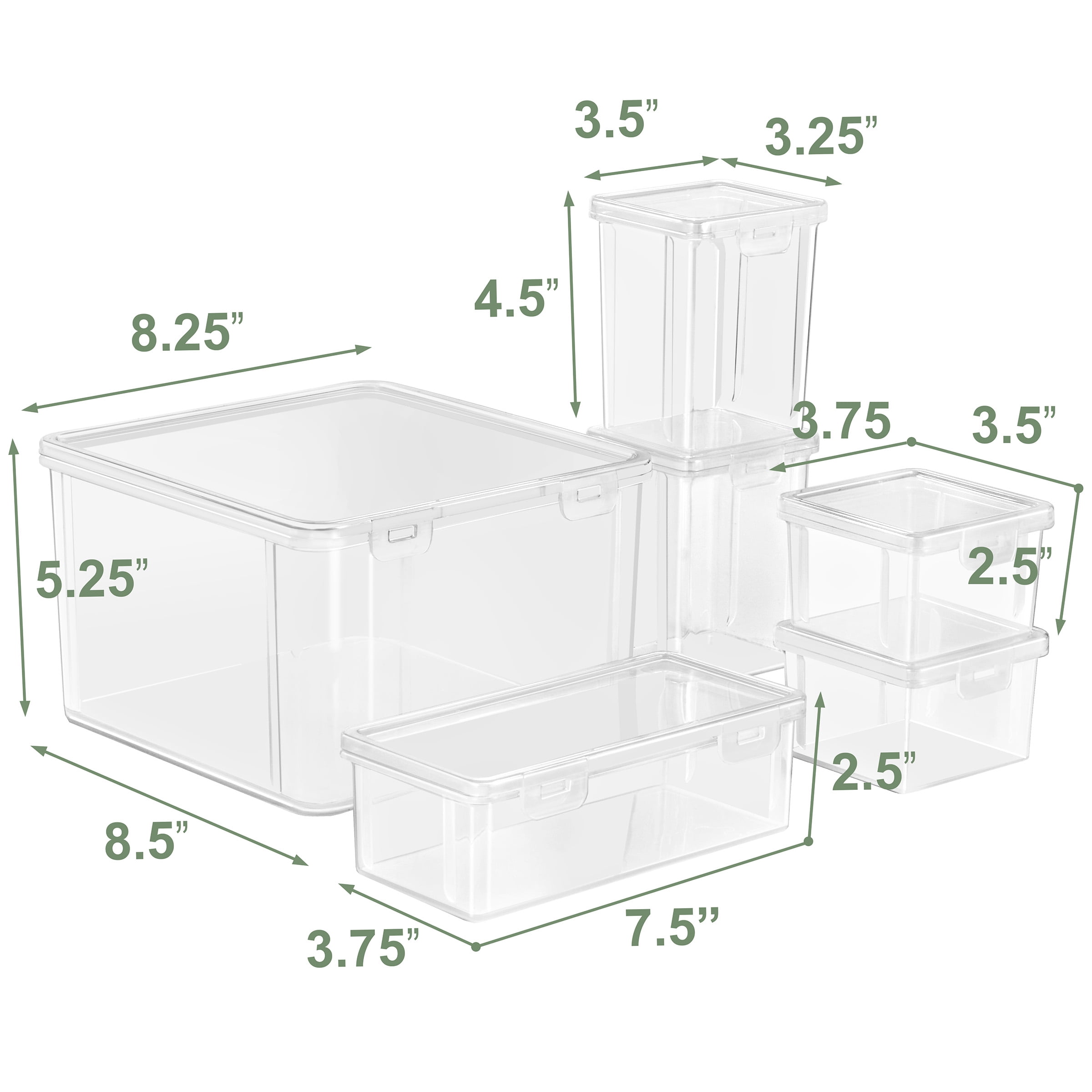 Sorbus 6-Piece Art Supply Storage Organizer, Stackable Plastic Bins with Hinged Lids