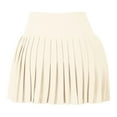 thumbnail image 3 of Dpytoraw Pleated Tennis Skirt For Women With Shorts Athletic Skort Workout Running Sports Skirts Skorts With Pockets Women’s Lace Trim Slip Skirt Beige, 3 of 4