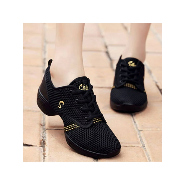 Personal tira Tiempos antiguos Eloshman Women Ballroom Jazz Exercise Dance Sneakers Comfortable Casual  Dance Shoes Black Gold 4.5 - Walmart.com