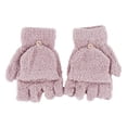thumbnail image 6 of Tnobhg 1 Pair Winter Gloves Thick Coral Fleece Half-finger Solid Color Flip Cover Warm Cold-proof Soft Anti-slip Mittens Student Writing Typing Gloves, 6 of 7