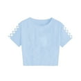 thumbnail image 4 of 2 Piece Outfits for Kids Summer Sport T-Shirt and Shorts Set Plaid Print Clothing Sets Pajamas Tracksuit (13 Years, Sky Blue), 4 of 5