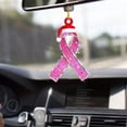 thumbnail image 4 of Cancer 2D Flat Christmas Ornament, Pink Fight Ribbon Survivor Women Wreath Pine Tree Decor, Hanging House Charm Eve Keepsake, Car Rear View Mirror Accessories - G, 4 of 5