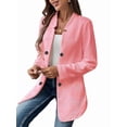 thumbnail image 2 of Blazer de Mujer con Cuello Alto, Informal, de Larga, Cruzado, Elegante, para Oficina y Negocios Rosa L, 2 of 9