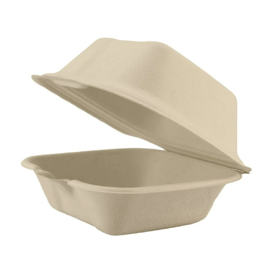 6 x 6 inch Hinged Containers | Tree-Less™ Compostable Molded Fiber