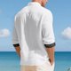 thumbnail image 5 of Blusa y camisa de manga larga con cuello vuelto para hombre, color liso, informal, a la moda, con bolsillos, manga larga, botones, cárdigan, abrigo, blusa de poliéster para hombre, 5 of 9