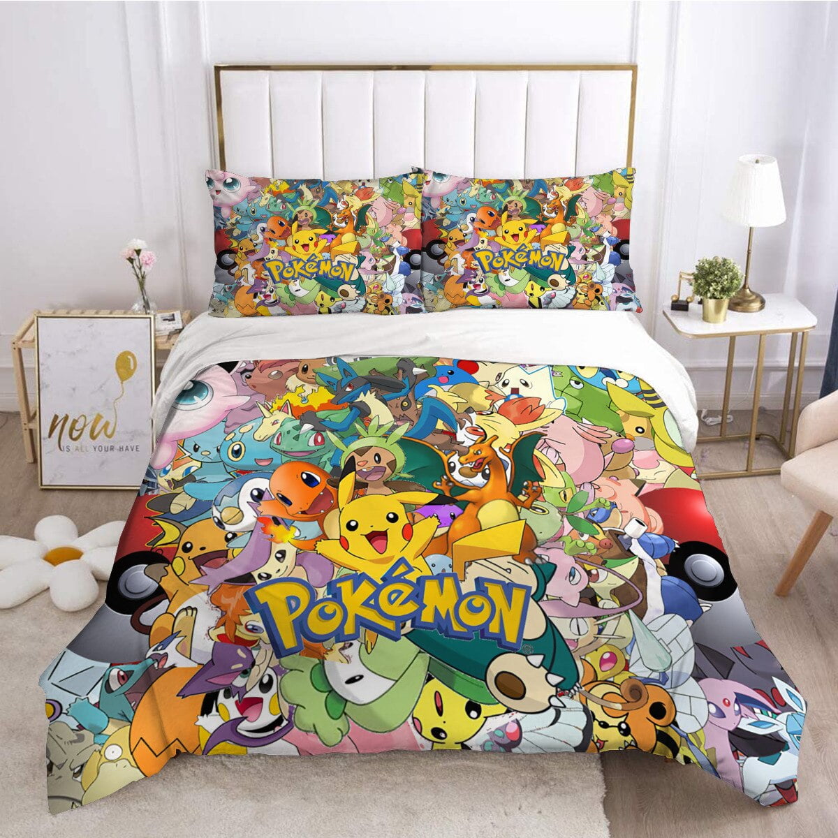 Pokemon Pikachu Quilt Cover 3D Cartoon Printed Bedding Bed Spead