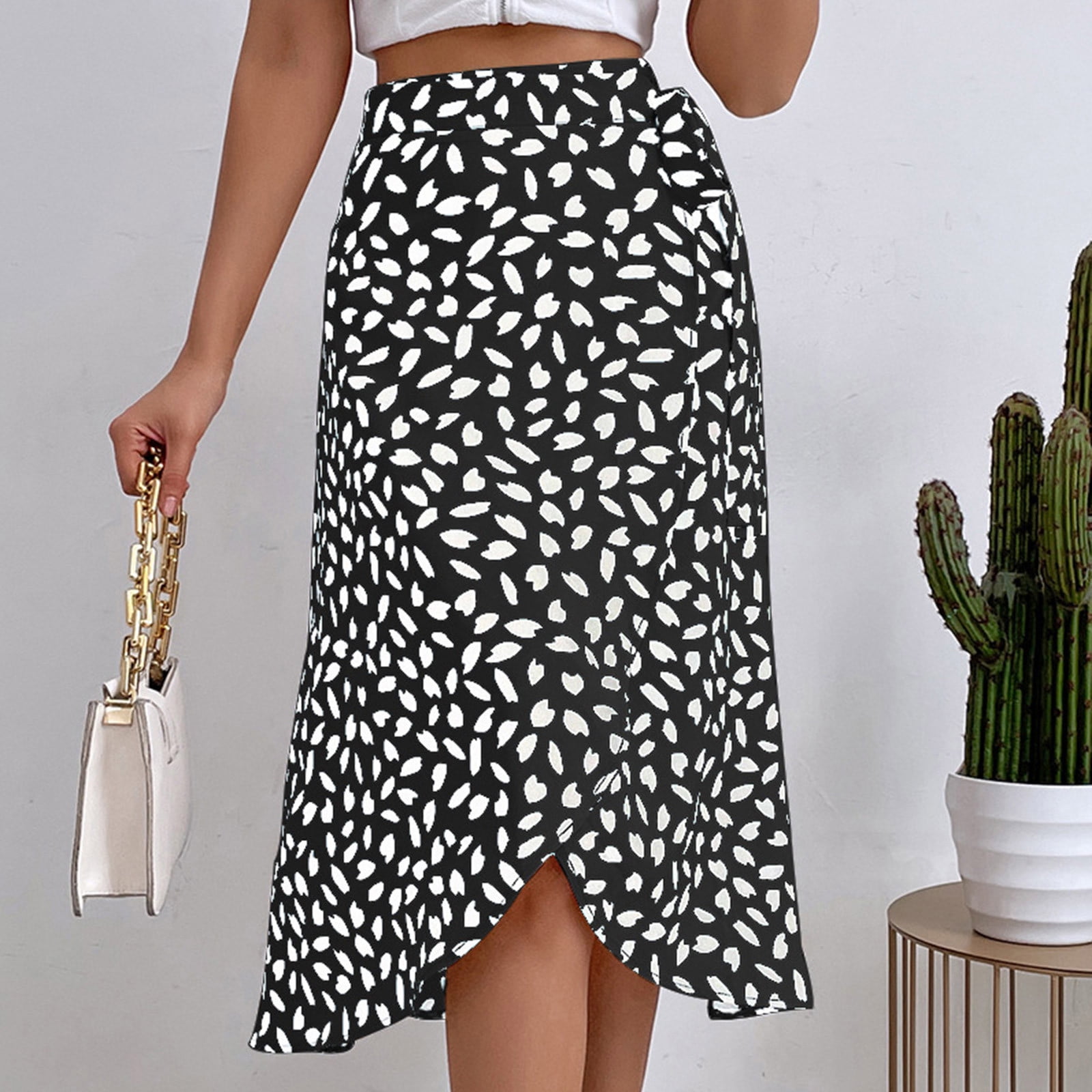Animal print midi skirt elastic waist sale