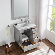 Eviva Happy 30 x 18 Transitional Gray Bathroom Vanity with White Carrara Marble Countertop