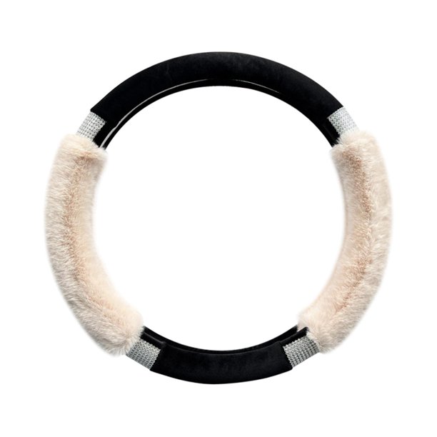 Funda protectora para volante de coche, duradera, de 15 pulgadas, accesorio interior para coche, sin olor, antideslizante, clásica, para invierno, cálida, suave, para SUV, universal Beige