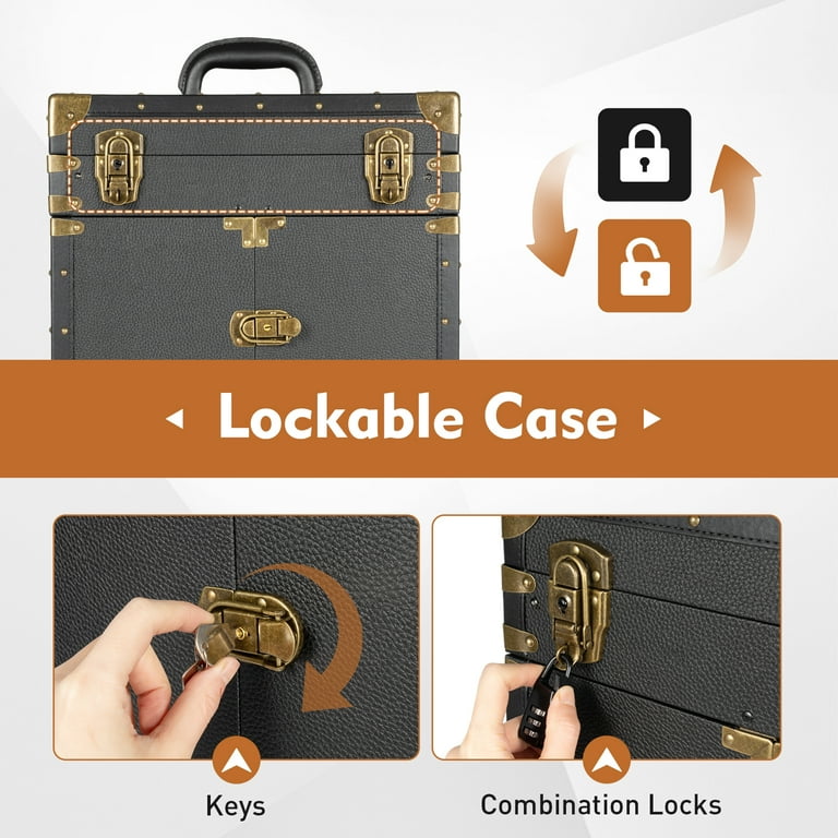 Portable Rolling Makeup Train Case, Aluminum Travel Organizer