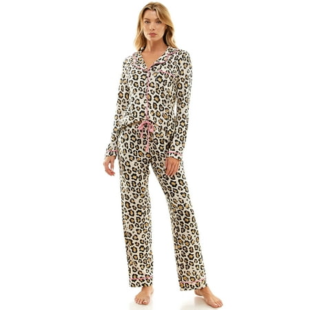 

Jaclyn Women s Long Sleeve Sleep Notch Collar Set Sizes S-XL