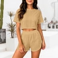 thumbnail image 5 of Endives Womens Pajama Sets Hollow Out Breathable Short Sleeve Tshirt and Shorts Split Home Set Two Piece Pajamas Matching Sets Women Clothing, 5 of 7
