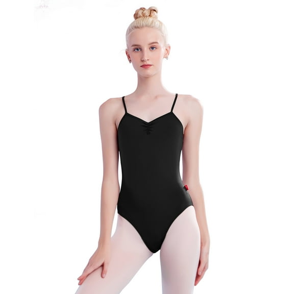 Women Camisole Gymnastics Leotard High Stretchy Ballet Dance Costumes Black