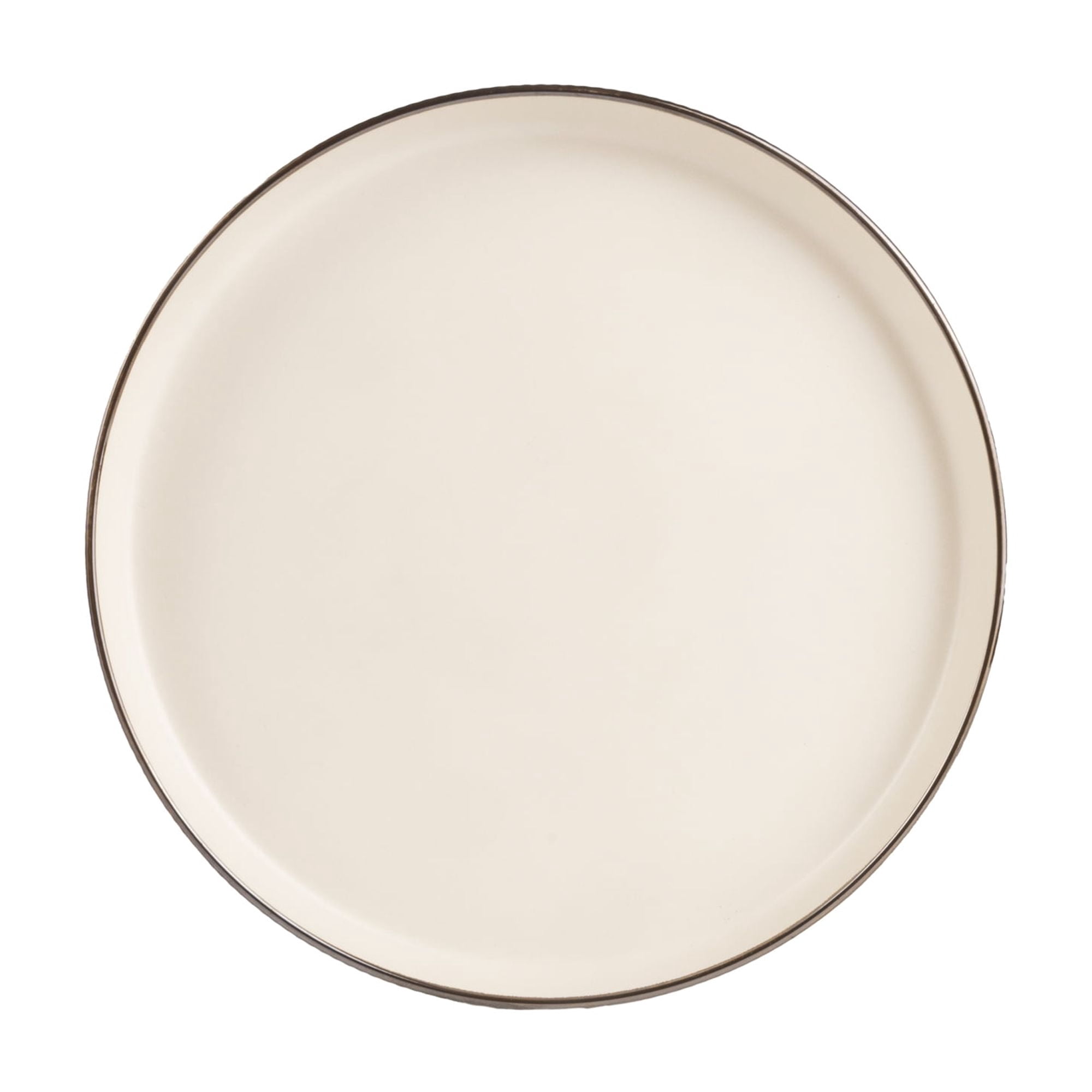 Thyme & Table 12-Piece Cream Ribbed Stoneware Dinnerware Set, Aden Collection