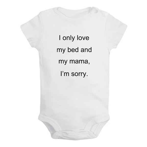 iDzn I Only Love My Bed And My Mama Funny Rompers For Babies, Newborn Baby Unisex Bodysuits, Infant Jumpsuits, Toddler 0-12 Months Kids One-Piece Oufits (White, 0-6 Months)