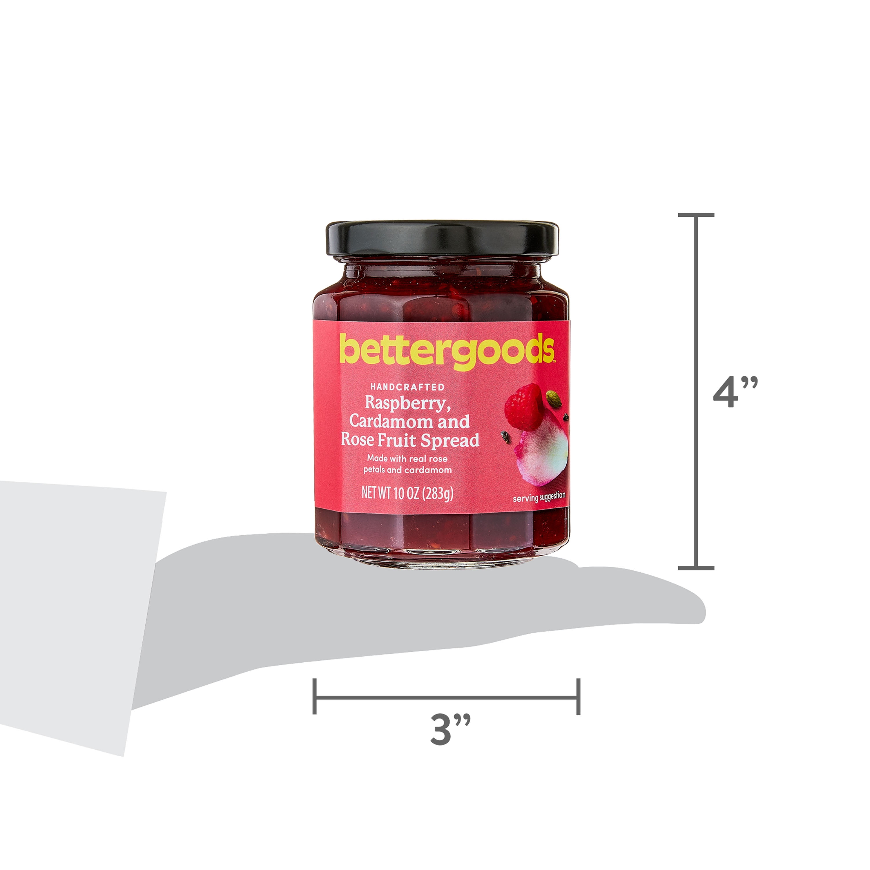 (3 pack) bettergoods Raspberry, Cardamom and Rose Fruit Spread, 10 oz