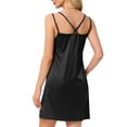 thumbnail image 3 of INSPIRAR CHIC Camisones de Satén para Mujeres Vestido de Noche Chemise Slip Vestido de Noche Sedoso 2XL Negro, 3 of 6