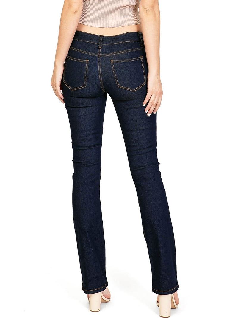 Wax Jean, Womens Junior's Mid-Rise Bootcut Jeans, 13, Dark Denim