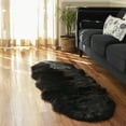 thumbnail image 1 of Walk on Me Faux Fur Area Rug Luxuriously Soft and Eco Friendly, 2' x 6', Black, 1 of 4
