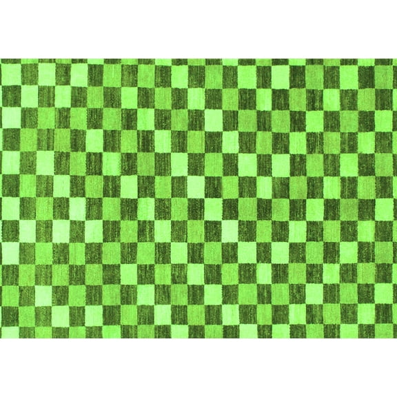Ahgly Company Indoor Rectangle Checkered Green Modern Area Rugs, 5' x 7'