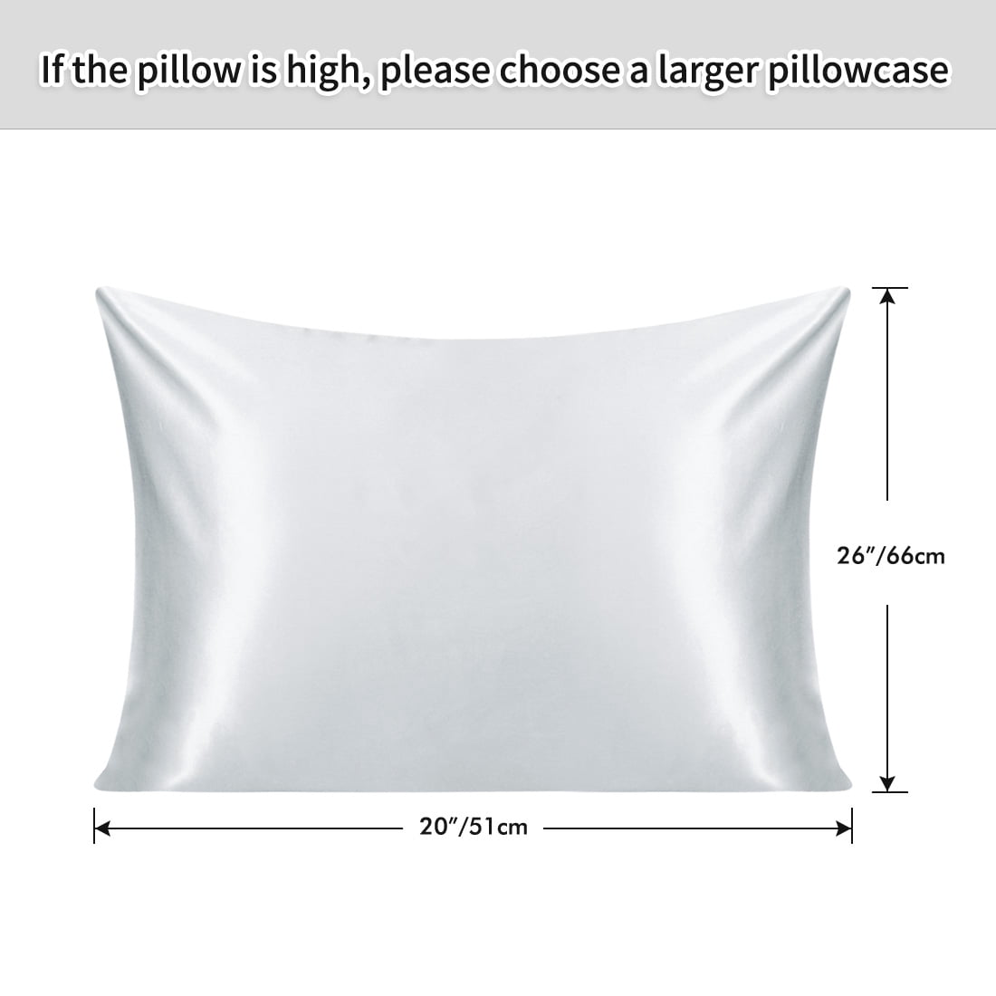 PiccoCasa 22 Momme Silk Pillowcase Zippered Pillow Cover, Queen Silver Gray