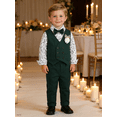 thumbnail image 3 of CARETOO Toddler Boy Clothes Suit Wedding Outfits Dress Shirt Pants Vest Corsage Bowtie 5Pcs Set, 3 of 8