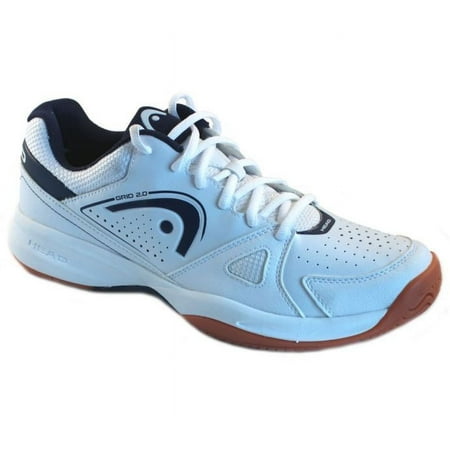 HEAD Men's Grid 2.0 Low Racquetball/Squash Indoor Court Shoes (Non-Marking) (White/Navy) 8.5 (D) US