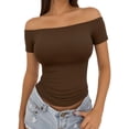 thumbnail image 2 of MOYIKO Off The Shoulder Tops for Women Short Sleeve Slim Fit Shirts Basic Clothes 2026 Fashion, 2 of 7
