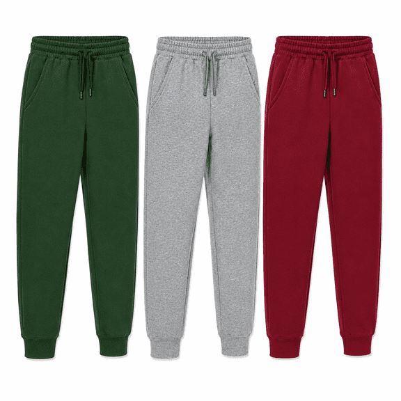 DARESAY Boys Athletic Sweatpants, 3-Pack Fleece-Lined Jogger Pants with Pockets and Drawstring, Sizes 4-16