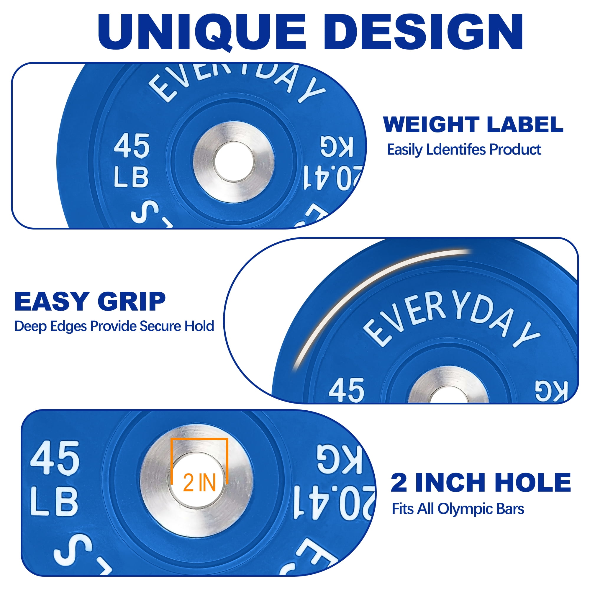 BalanceFrom Olympic Bumper Plate Weight Plate with Steel Hub, Color Coded, 45 lbs Single
