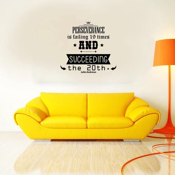 Perserverance Is Failing Quote Positive Life Mantra Motivation Inspiration Quotes Saying Wall Art Sticker Designs Vinyl Stickers For Home House Walls Rooms Windows Bedroom Decoration Size (20x20 inch)