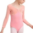 thumbnail image 7 of Mevxay Girl's Velvet Dance Bodysuit with Snap Closure Long Sleeve Performance Leotard for 2-15 Years Pink, 7 of 7