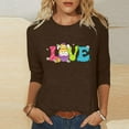 thumbnail image 1 of Xihbxyly Hauts Décontractés pour Femmes T-shirt Imprimé Col Rond de Pâques Manches 3/4 Col Rond Chandail Tendance à Petit Prix, 1 of 5