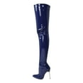 thumbnail image 3 of YLYL Over the Knee High Boots for Women Sexy Zipper Pointed Toe Heel Faux Leather Surgical Stretch Riding Thigh Boots, 3 of 5