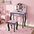 thumbnail image 2 of Ktaxon Kids Princess Wooden Vanity Desk w/ Lighted Mirror,Stool,Drawer, Purple, 2 of 8