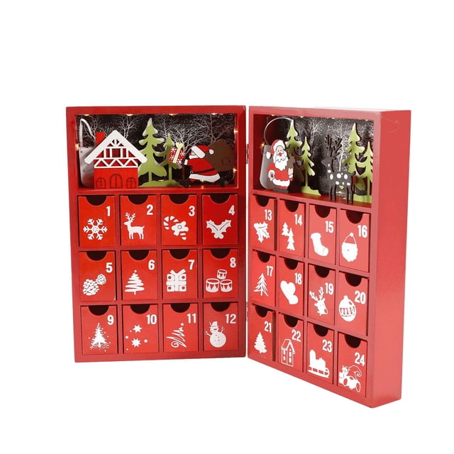 Calendario De Adviento De Madera Patrón De Papá Noel Rellenable Para Escritorio Casa De Vacaciones Zulema Calendario de adviento