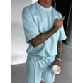 thumbnail image 6 of Men's Sets Crew Neck Set Pockets 2 Piece Shirt Shorts Outfit for Summer Light Blue M, 6 of 7