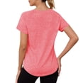 thumbnail image 5 of Moxiu Women's Workout T-Shirts Short Sleeve V-Neck Exercise T-Shirt Summer Quick Dry Curvy Hem Yoga Gym Sport Athletic Top Pink,L, 5 of 8