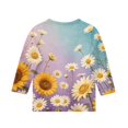 thumbnail image 4 of Grblisyd 3/4 Sleeve Shirts for Girls Cute Sunflower Daisy Printed T Shirts Kids Summer Loose Tops Casual Crewneck Tees 7-8 Years, 4 of 5