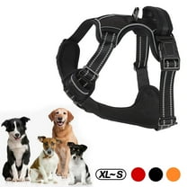 No Pull Dog Harness Front Clip Heavy Duty Reflective Easy Control Handle for Large Dog Walking(Black,M)