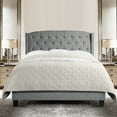 thumbnail image 6 of Gewnee Full Size Upholstered Platform Bed Frame with Adjustable Wingback Headboard, Button Tufted & Nailhead Trim, Box Spring Required, Light Gray, 6 of 7