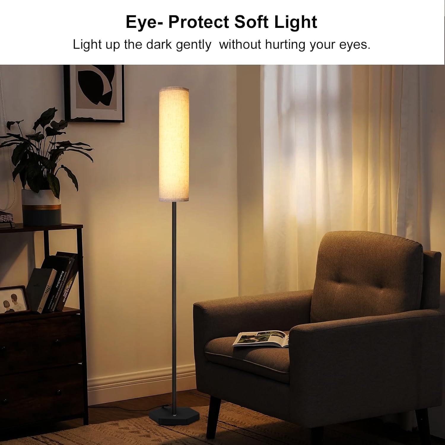 Floor Lamp for Bedroom Living Room Office with Remote Control Modern Living Room LED 4 Color Temperature & Stepless Dimmer, Standing Elegant Lamp 3000k-7000k
