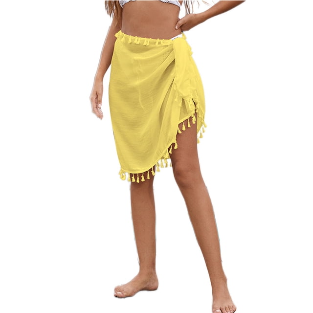 Minnieouse de mujer, portátil, elegante, elástica, bohemia, transpirable, vacaciones de verano, compras, playa, faldas para jugar, ropa de playa Prendas para la parte inferior del cuerpo Amarillo Minnieouse AP011423-08