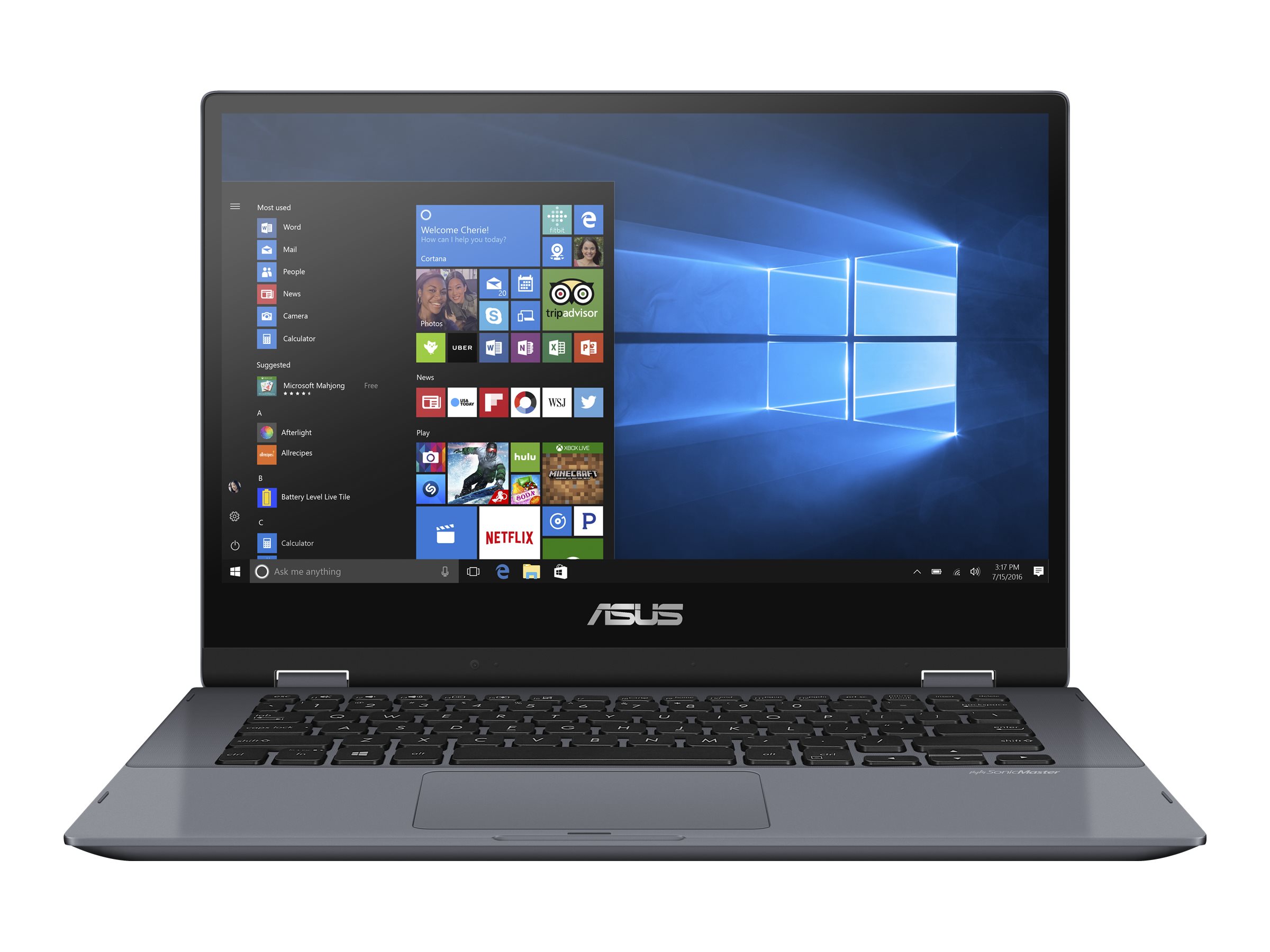 ASUS VivoBook Flip TP412 14" FHD Touch 2-in-1, Intel Core i3-8145U, Intel UHD Graphics 620, 4GB RAM, 128GB SSD, Windows 10 in S Mode, Star Grey, TP412FA-OS31T - image 2 of 14