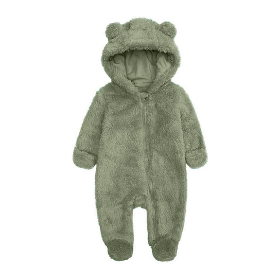 Newborn Baby Jumpsuit Hooded Fleece Rompers Long Sleeve Onesies Outwear Outfits Baby Romper