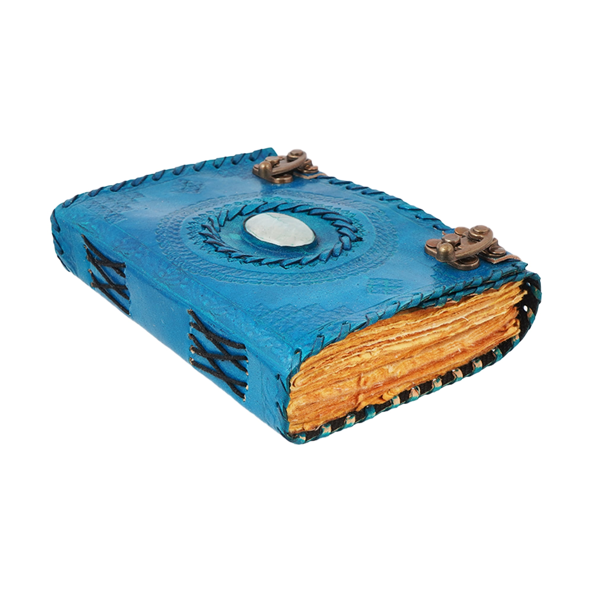 Blue Leather Embossed Leather Journal, (Hardcover)