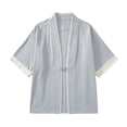 thumbnail image 3 of Guluxicc Men's Linen Shirts Button Short Sleeve Lounge Wear for Summer Beach Vacation, 3 of 4